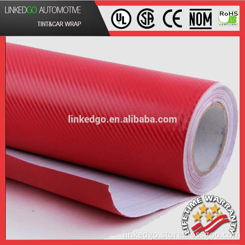 Promotional 3D Red carbon fiber Vinyl Sheet sticker Glossy1.52*30M Self Adhesive Carbon Fiber